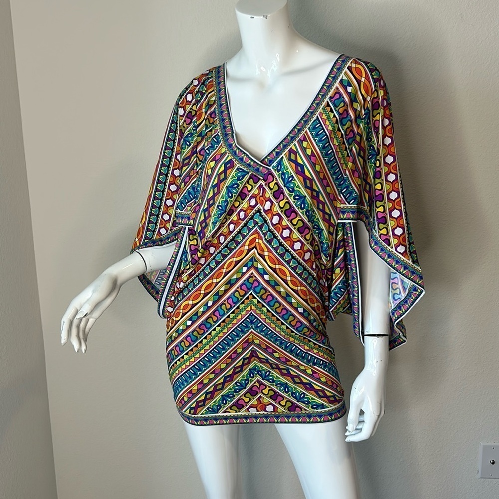 Trina Turk Peruvian, striped kimono summer swimsuit, cover-up dress size S